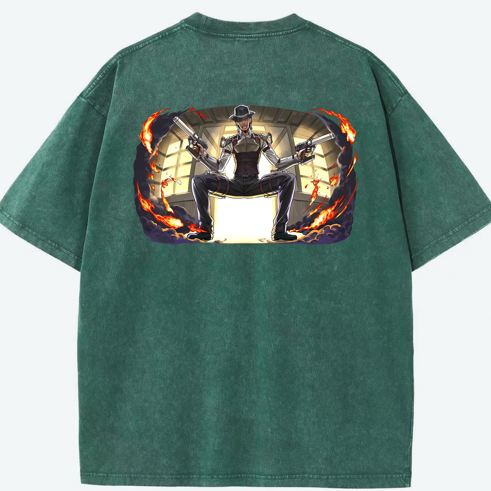 （画像用） 進撃の巨人 ケニー·アッカーマン Attack on Titan Kenny Ackerman 綿100% ヴィンテージ風 半袖Tシャツ（背面プリント）